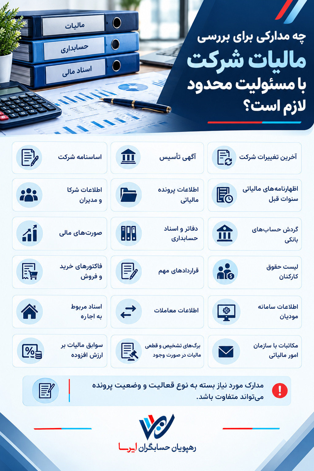 چه مدارکی برای بررسی مالیات شرکت با مسئولیت محدود لازم است؟